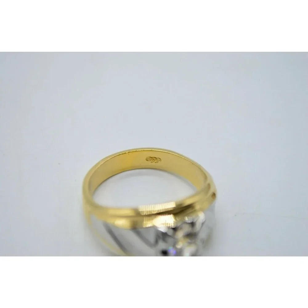 Signed 10K GF Men's Faux Diamond Clear Rhinestone